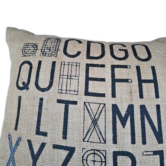 Down Fill Throw Pillow Lacefield Designs Distressed Burlap Alphabet Letters - Picture 8 of 8